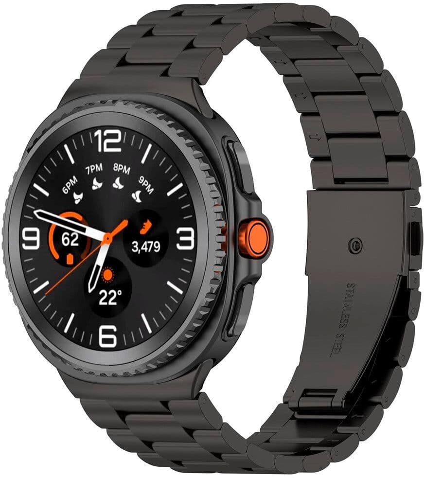 Samsung Galaxy Watch 9 / 8 / 8 Classic (40 / 44 / 46mm) - EIDERWOOD Rustfri Stål Rem - Sort