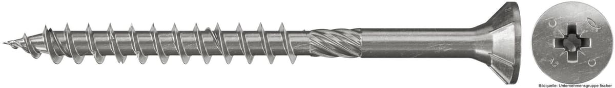 fischerwerke fischer Spanplattenschraube PowerFast 4,0 x 40 Senkkopf nicht rostender Stahl A2 Teilgewinde Kreuzschlitz PZ, 200 Stück
