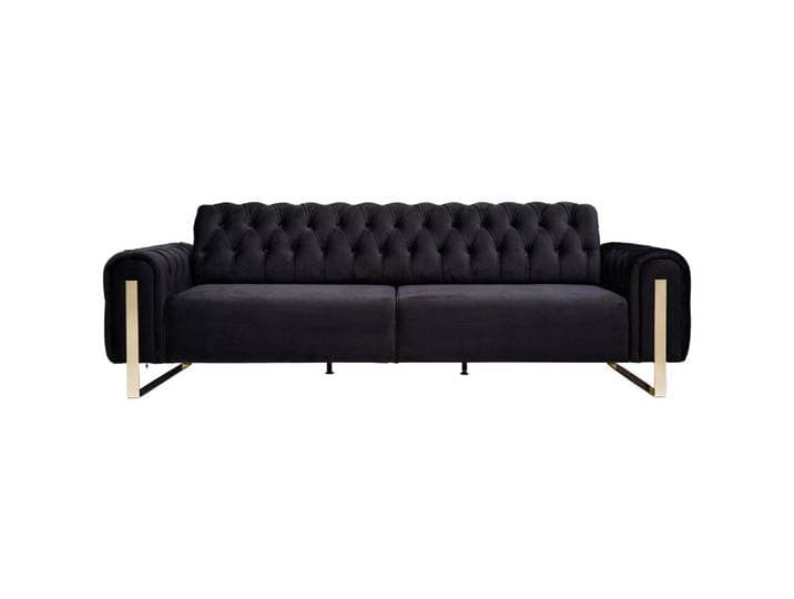 Carryhome 3-Sitzer-Sofa, Schwarz, Metall, 264x90x97 cm, Typenauswahl, Rücken echt, Wohnzimmer, Sofas & Couches, 3er Sofas