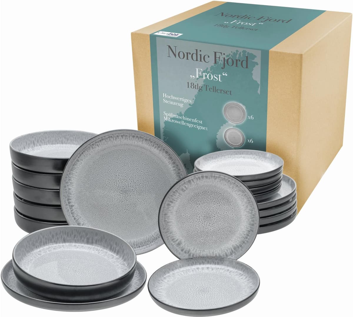 Kombiservice CREATABLE "Teller-Set", grau, Geschirr-Sets, Kombiservice grau Einheitsgröße