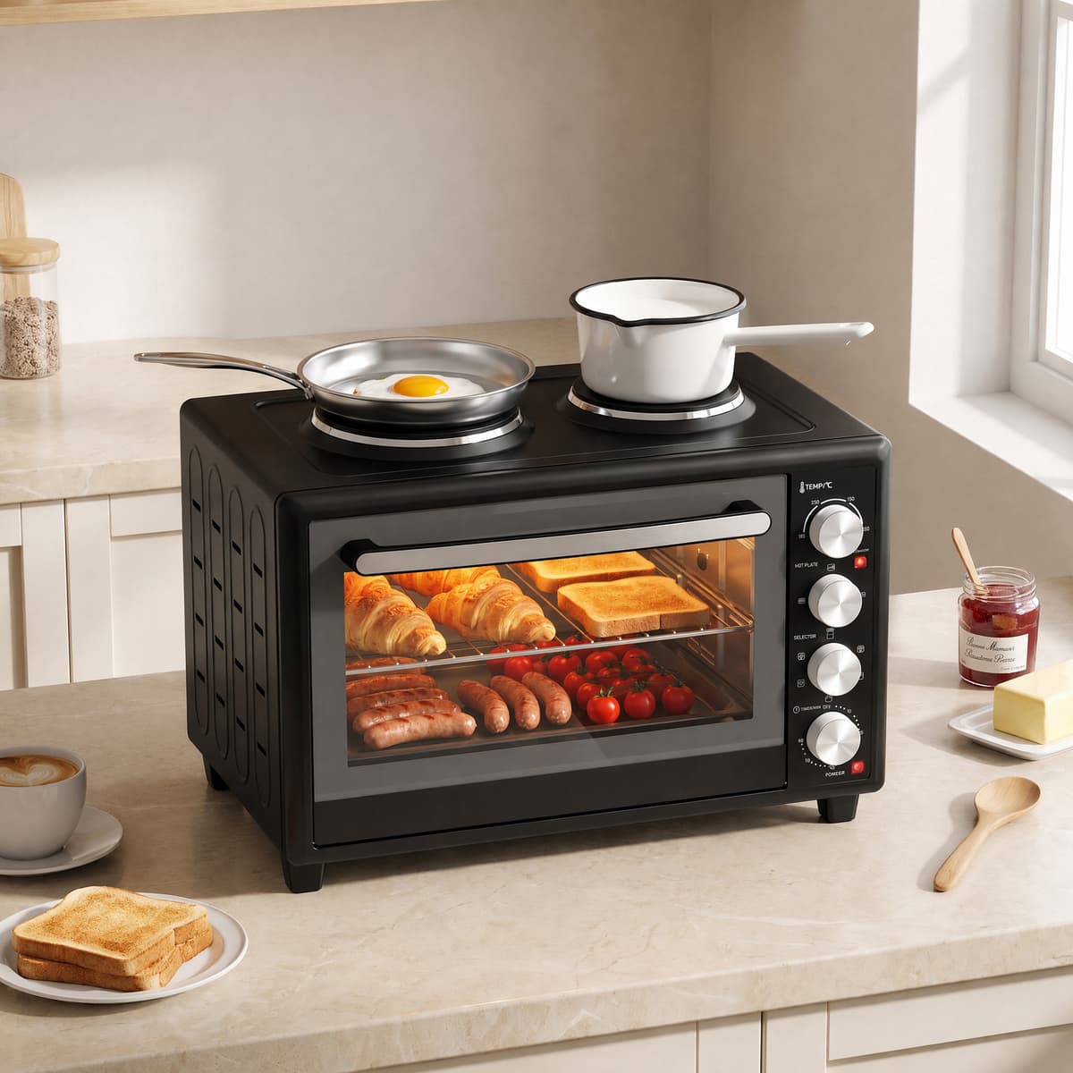 Homcom Forno elettrico ventilato 36 L con 2 piastre di cottura e temperatura 90-230 °C   Aosom Italy