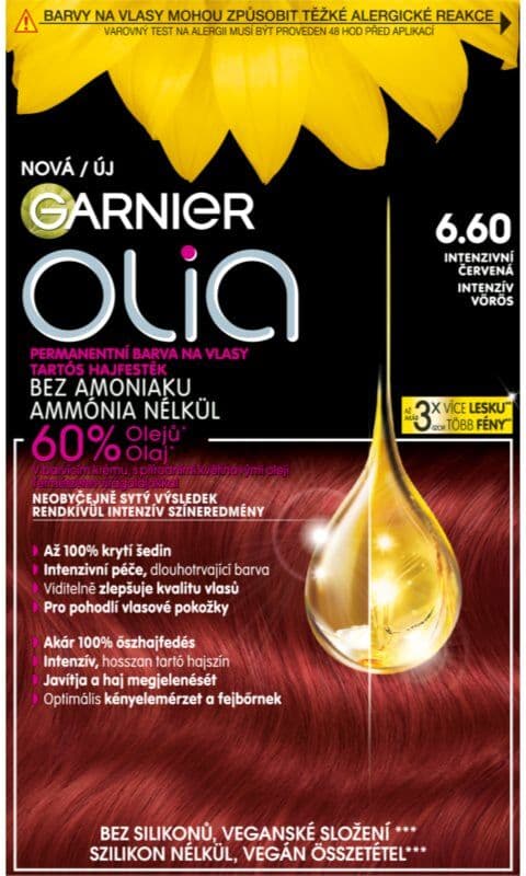 Garnier Olia Big Kit μόνιμη βαφή μαλλιών απόχρωση 6.60 Intense Red 1 τμχ