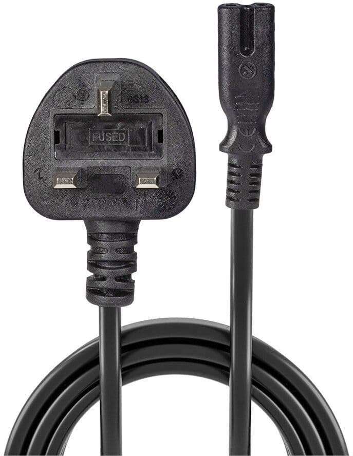 Lindy 1m UK 3 Pin Plug To IEC C7 Mains Power Cable, Black