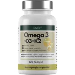 Omega 3 + D3 & K2 Kapseln, 100% vegan aus Algenöl, 120 Stück von EXVital