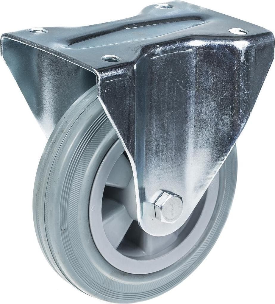 Parnells Zwenkwiel 160 mm met grijs rubberen band, draagvermogen 135 kg