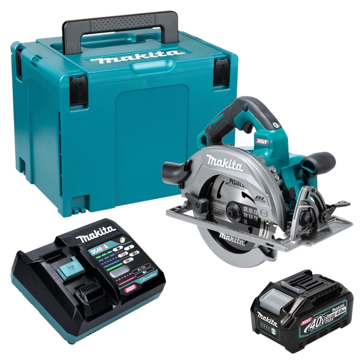 Makita HS 003 GM101 Akku Handkreissäge 40 V max. 190 mm Brushless + 1x Akku 4,0 Ah + Ladegerät + Makpac