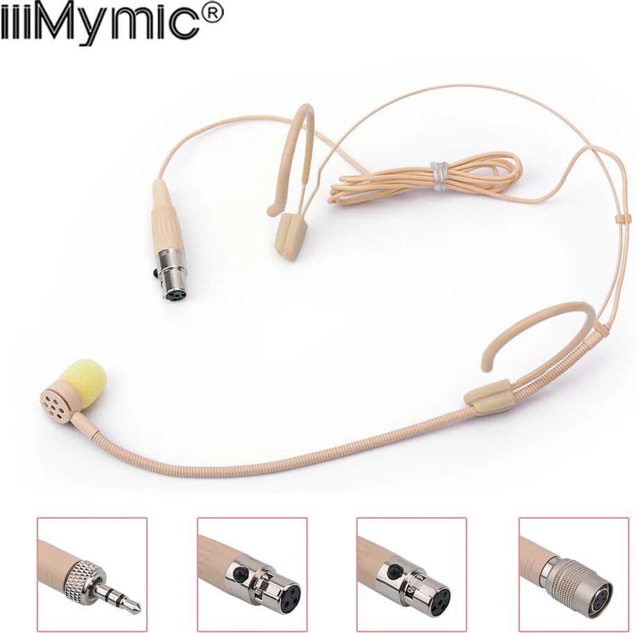 iiimymic Singing Headset Mic Unidirectional Headworn Microphone For Sennheiser Shure AKG Wireless System 3.5mm 4pin 3pin Jack