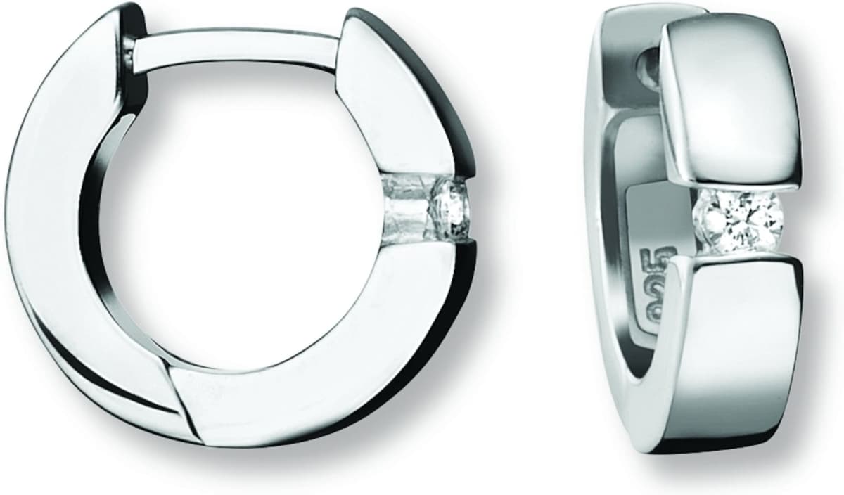 Paar Creolen ONE ELEMENT "Zirkonia Ohrringe Creolen aus 925 Silber", silber, Ohrringe, Damen, Damen,mit Zirkonia, Silber 925 (Sterlingsilber), Symbolische Note – harmonisch gestaltet mit Liebe zum Detail