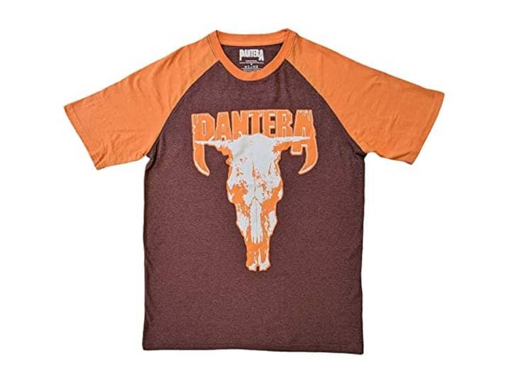 Pantera T-shirt Skull Band Logo Officiële Unisex Raglan Bruin, Bruin, M