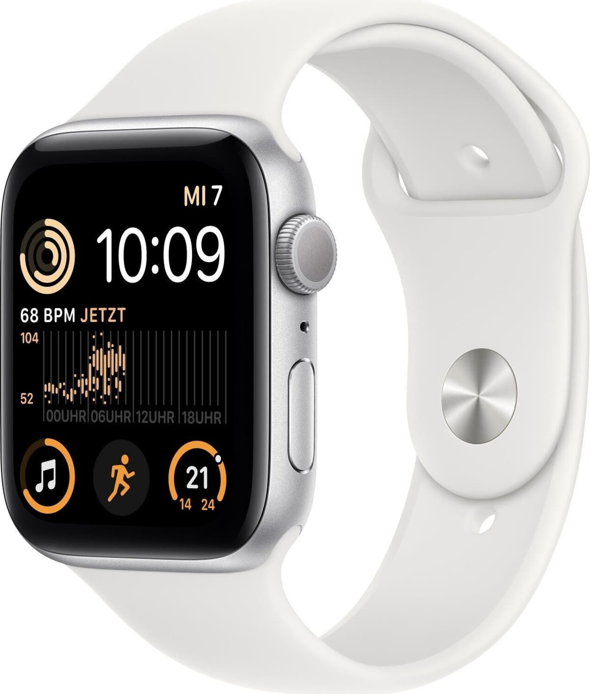 Apple Watch SE 44 mm (2022)   GPS   Silver   Sportarmband Vit M/L