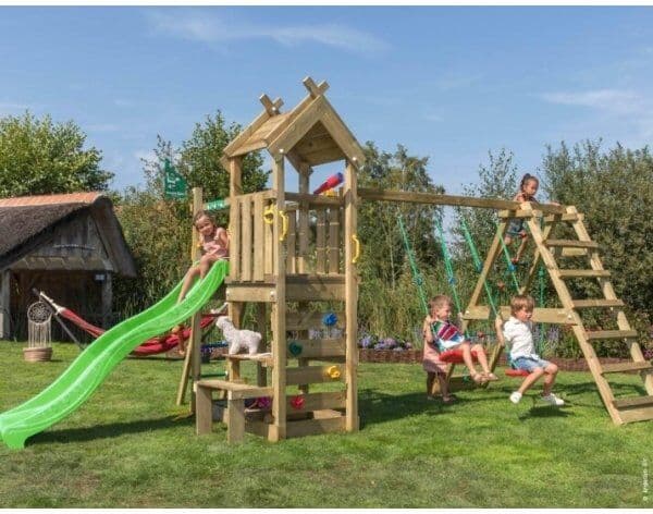 Jungle Gym Teepee Legetårn M/climb & Grøn Rutsjeb.