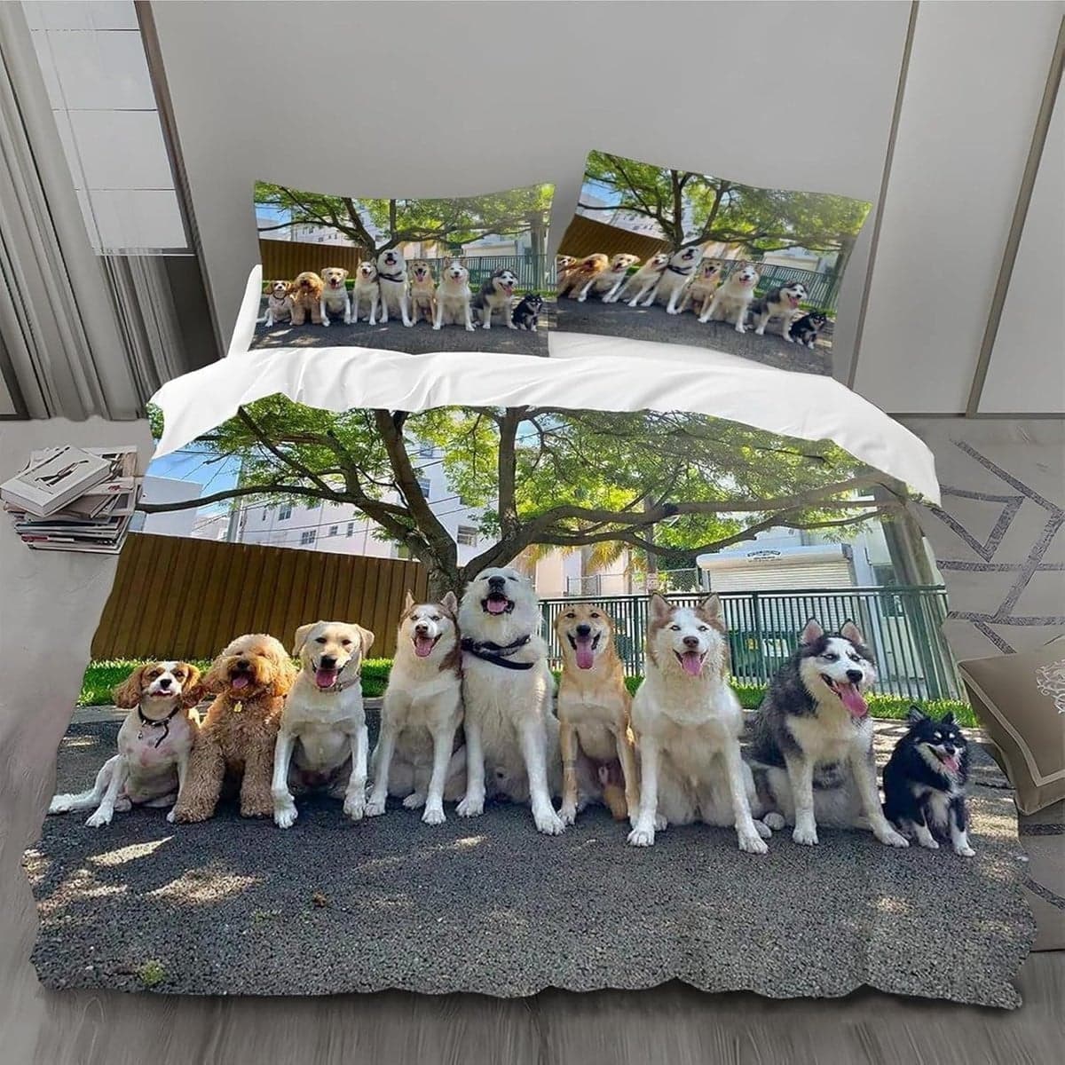 Dekbedovertrek Kind Hond - Beddengoed Set voor 1 Persoon - Zacht Ademend Microvezel - 90 x 190 cm