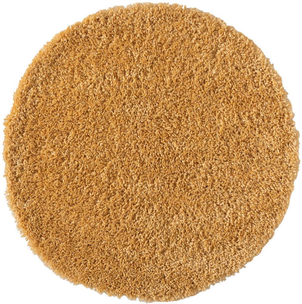 17 Stories Shaggy Lush Golden Yellow Rug Round 100cm