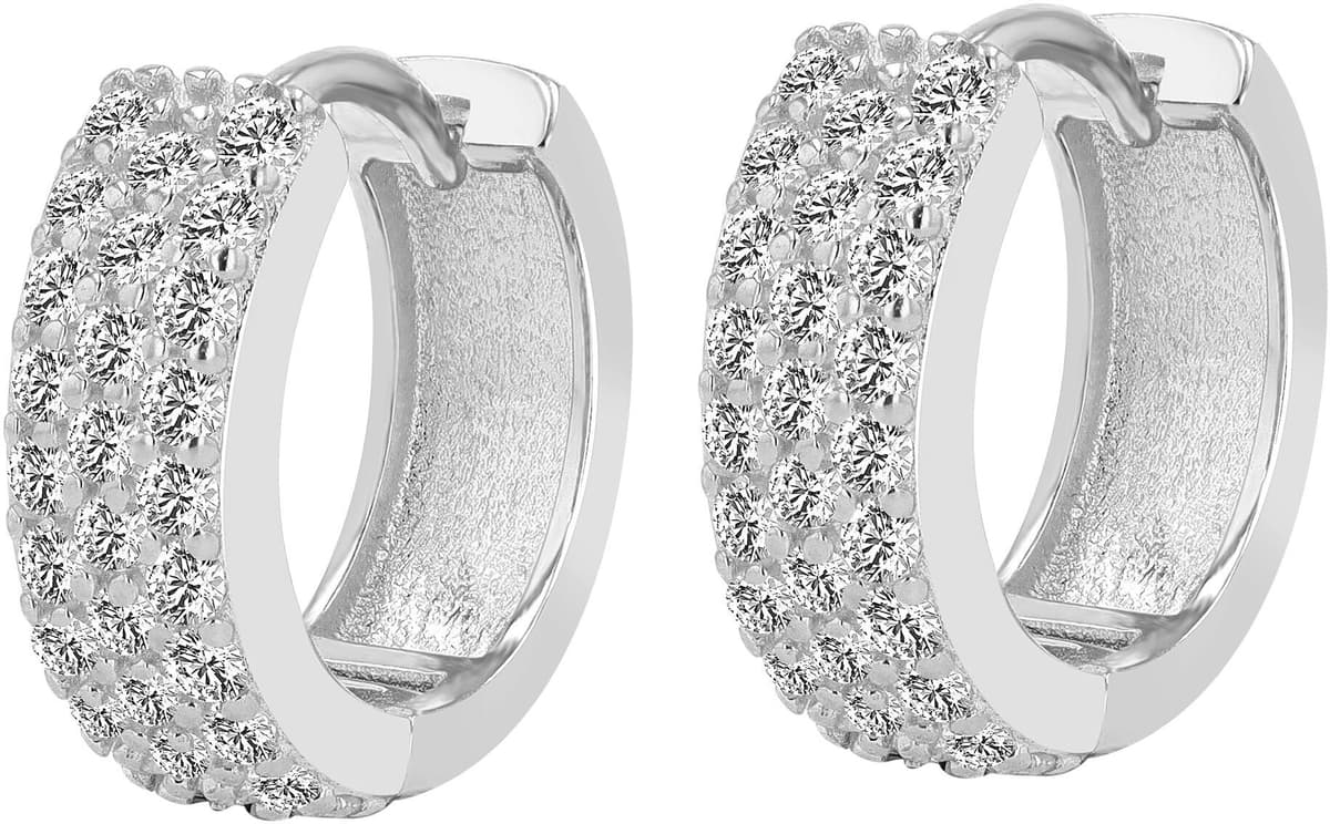 Klappcreolen ADELIA´S "Ohrringe – Klappcreole aus 925 Silber mit Zirkonia", Damen, Gr. Damen, Silber 925 (Sterlingsilber), silber, Ohrringe Klappcreolen, Zum Verschenken – passend für viele Anlässe