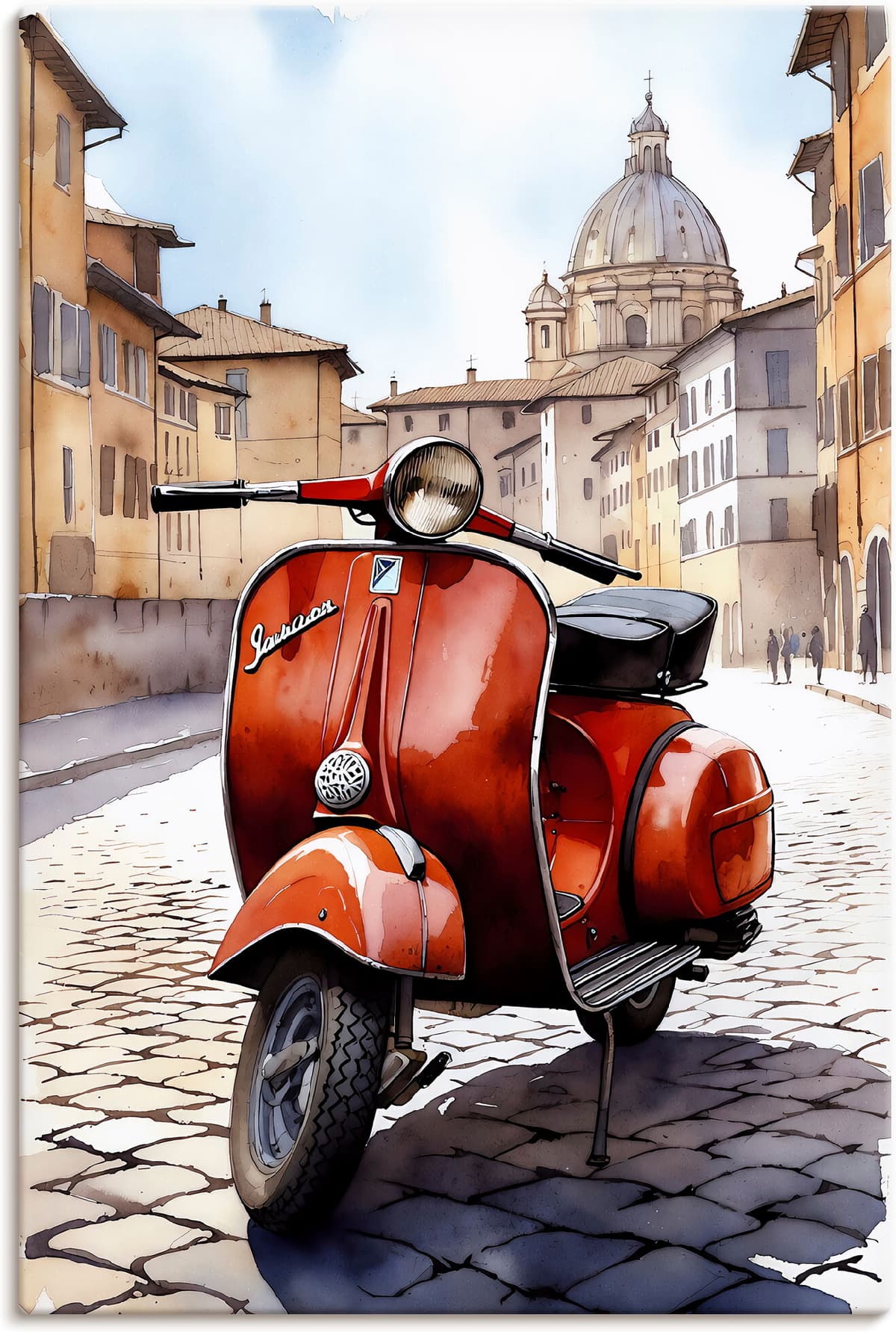 Wandbild ARTLAND "Roter Motorroller in Italien", rot (farbe bild(er): rot), B:80cm H:120cm, Bilder, Wandbild, als Alubild, Leinwandbild, Poster, Wandaufkleber in verschied. Grössen farbe bild(er): rot B/H/T: 80cm x 120cm, Leinwandbilder Hochformat, 1 Stk.