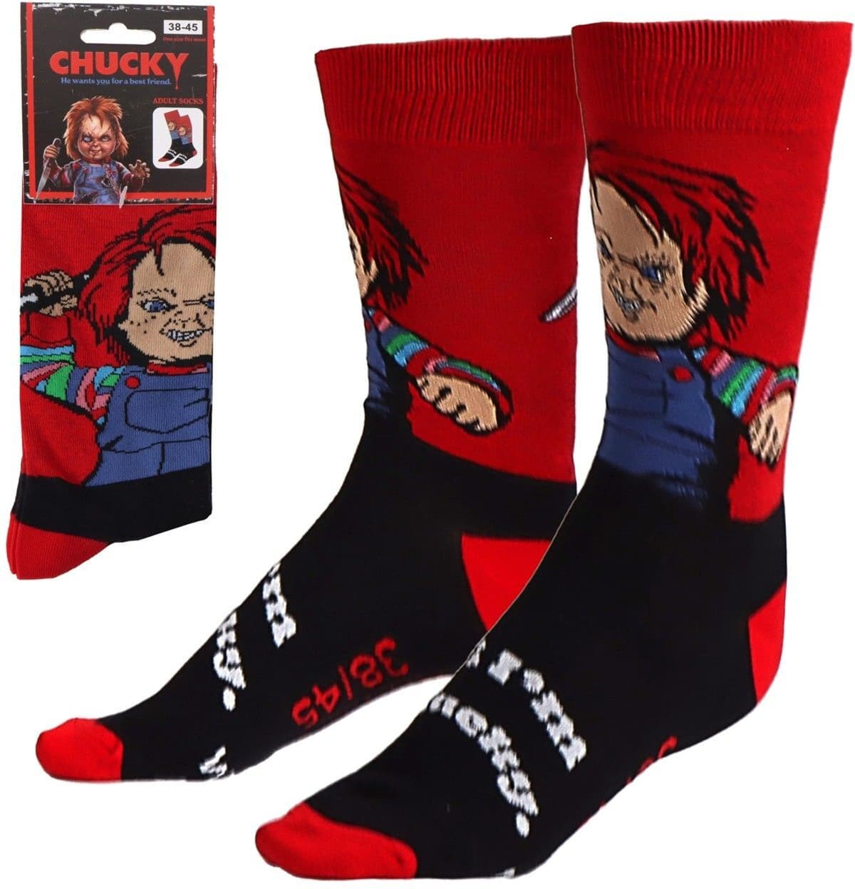 Cerda Apparel: Chucky - He Wants You For a Best Friend Adult Socks (38-45)
