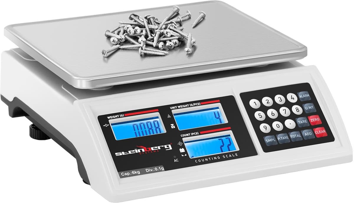 Steinberg Systems Cântar de numărare - 6 kg / 0,1 g - 22,8 x 28 cm - baterie 80 h - 3 LCD SBS-ZW-601