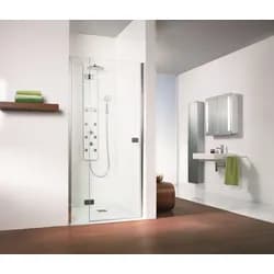 HSK teilgerahmte Drehtür „Premium Softcube“ Glas Mattierung mittig (65 cm), Profile Chromoptik (Alu Hochglanz poliert), Scharniere Premium Softcube, H: 2000 mm