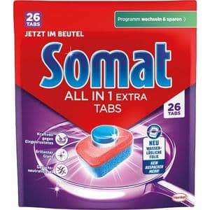 Somat Spülmaschinentabs All in 1 Extra, kraftvolle Reinigung, wirksam gegen Eingekrustetes, 26 Tabs