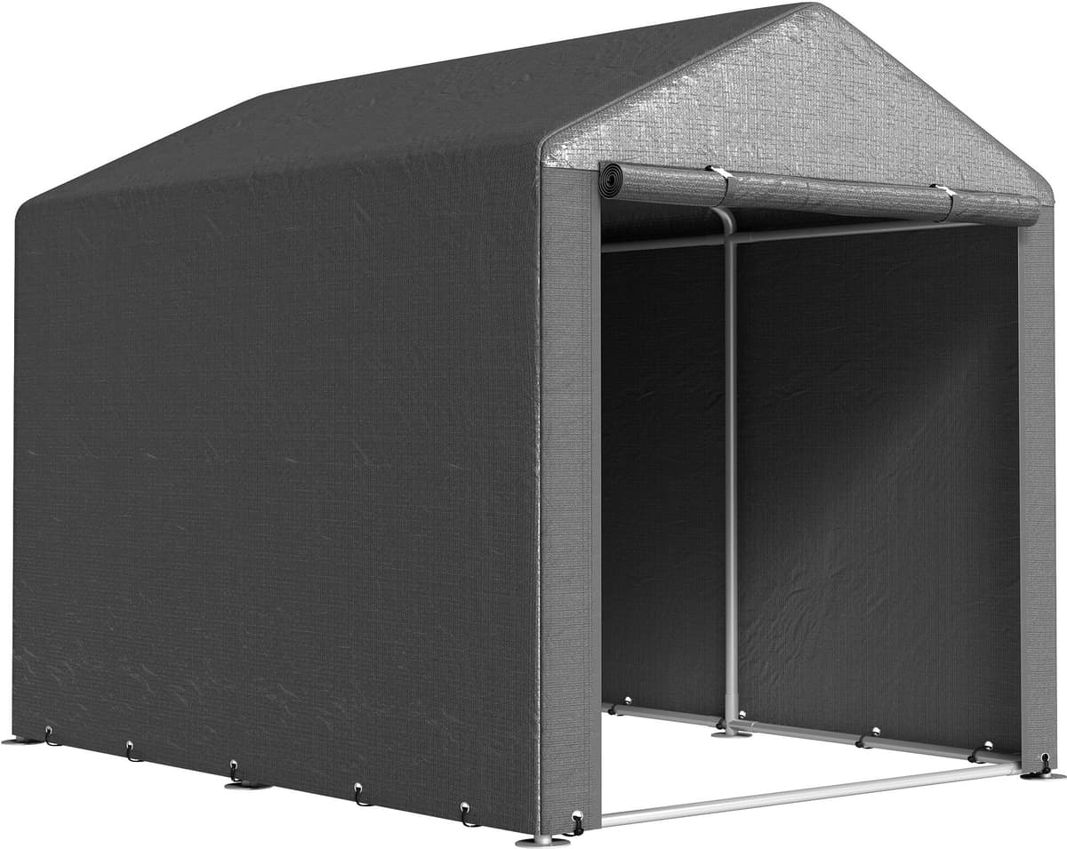 Altro Capanno Porta Attrezzi E Tenda Garage Per Bici E Moto Con Copertura AntI-Uv, 1.6x2m, Grigio Scuro