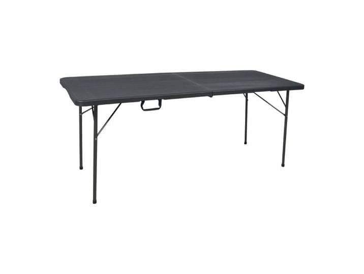 Table pliante noir - Table de Jardin - Table Pliante de Camping - Imitation bois - Capacité 8 Personnes - poignée de transport