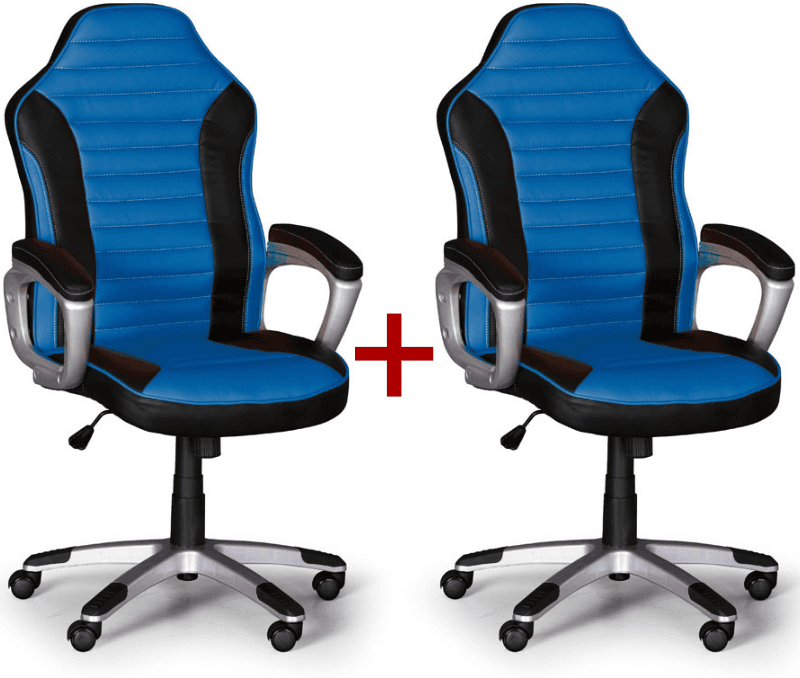 B2B Partner Kožené kancelářské křeslo SPORT 1+1 ZDARMA, černá/modrá
