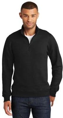 Port & Company PC850Q Fan Favorite Fleece 1/4-Zip Pullover Sweatshirt in Jet Black size 4XL