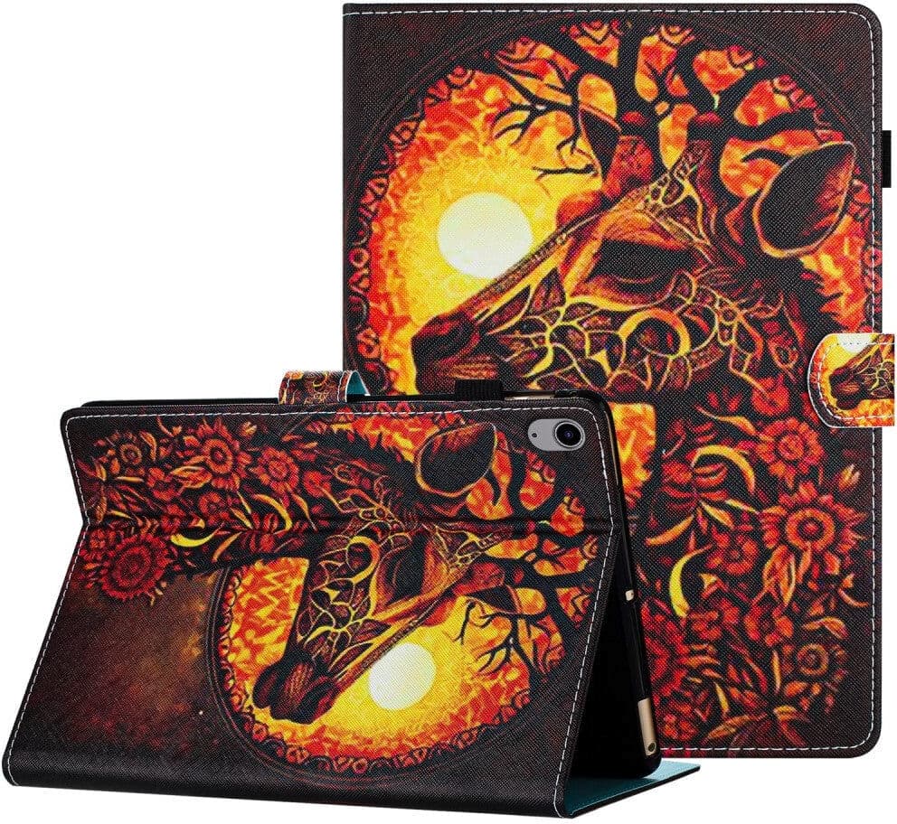 INCOVER iPad 11" (2025) / iPad 10.9" (2024/2022) Kunstskinn Deksel m. Stativfunksjoner & Kortholder - Sjiraff