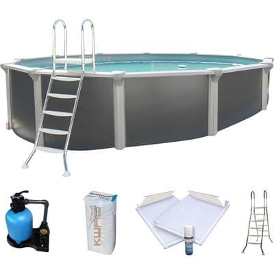 Rundpool KWAD "»Supreme« all in Premium Folie", beige (anthrazit, farbe innen: sand), B:550cm H:132cm L:550cm, Schwimmbecken, Rundpool, ØxH: 550x132cm, inkl. Bodenisolationsset