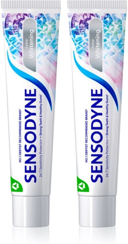 Sensodyne Extra Whitening wybielająca pasta do zębów z fluorem dla wrażliwych zębów 2x75 ml