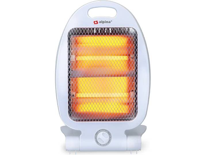 alpina Elektrische Kachel LQ001 – Infrarood Verwarming 800W – Halogeen Heater met 2 Warmtestanden – Compacte Kachel Elektrisch voor Binnen – Elektrische Verwarming met Kantelbeveiliging en Draaggreep