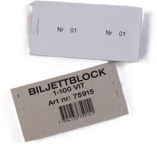 NO BRAND Biljettblock 1-100 vit