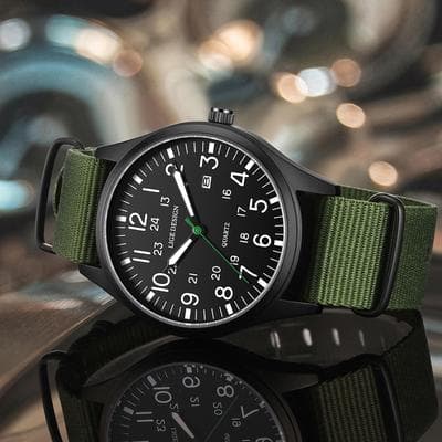 Perfect Picks Market Luxury Men Quartz Watch Waterproof, Luminous Military Sports Watch With Date, Nylon & Leather Band rice White Leather