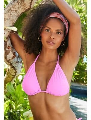 Plus Size Women's Essential String Triangle Bikini Top by Swimsuits For All in Candy Heart (Size 18)
