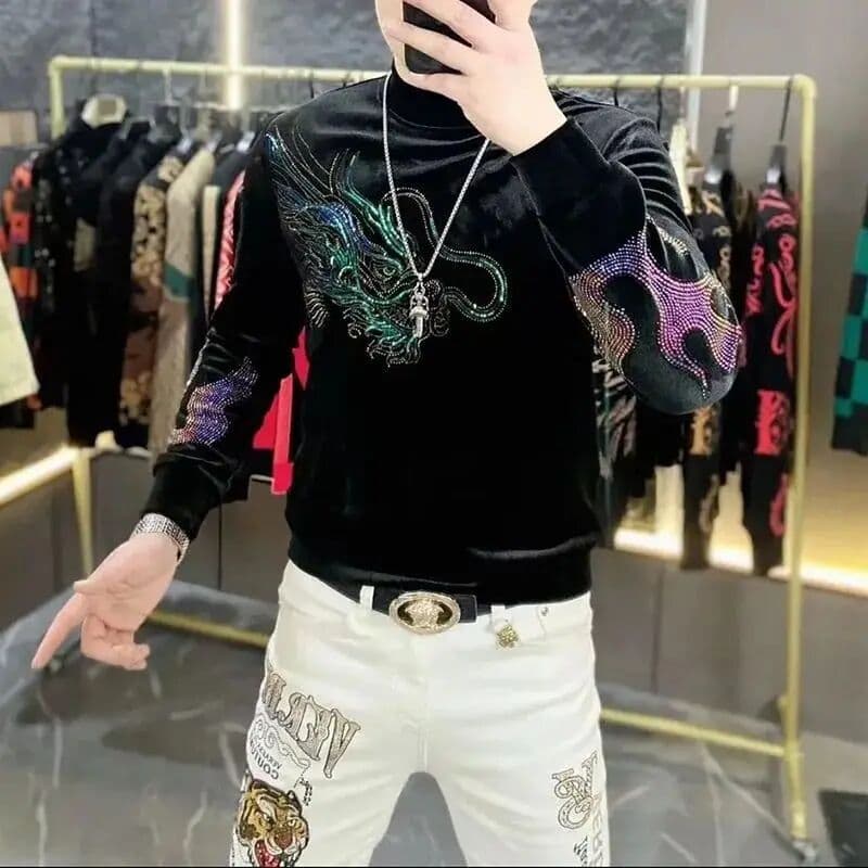 NONE 2025  Winter Style Sequin Embroidered Iron Diamond Internet Celebrity Fashion Versatile European Sweatshirt