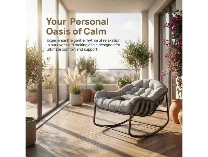 Fauteuils à bascule, canapé de détente en rotin, fauteuil œuf avec coussin rembourré – Fauteuil à bascule œuf pour salon, véranda, jardin, terrasse
