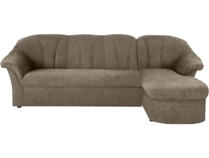 Ecksofa, Luxus-Microfaser Chenilleoptik, Braun, 238×141 cm, Elegant Gesteppt, Modern, Domo-Collection