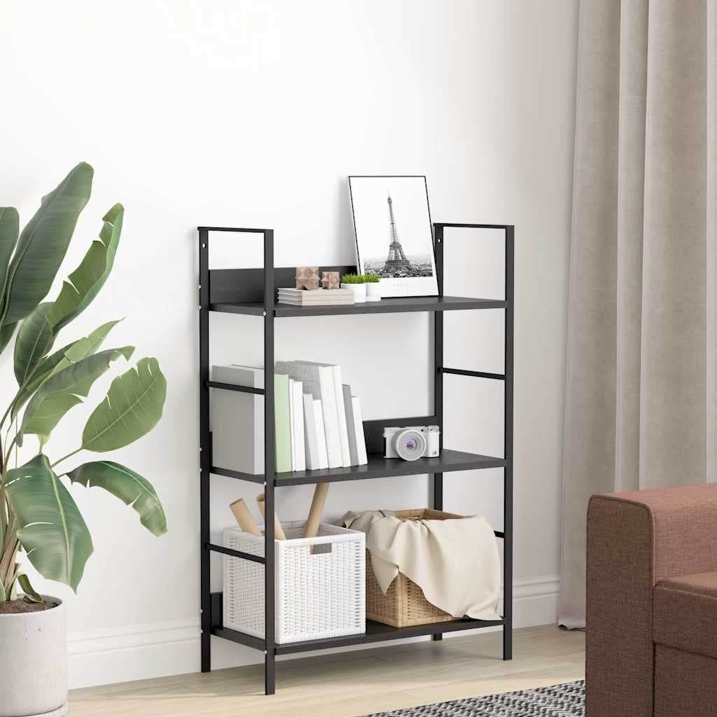 vidaXL Bibliothèque à 3 niveaux noir 60x27,6x90,5 cm bois d'ingénierie