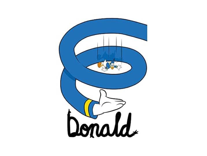Donald Duck Spiral - Grootte: 50 x 70 cm - Komar, muurschildering, posters, kunstdruk (zonder lijst), Disney