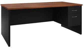 Hirsh 24D x 72W Right Hand Single Pedestal Office Desk Credenza, Black / Walnut