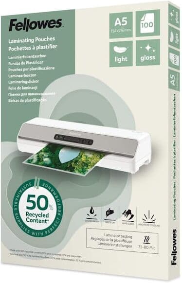 Laminat FELLOWES A5 75-80mic klar 100/fp