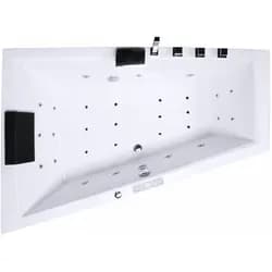 Indoor Whirlpool Raumsparbadewanne 180x125 Links cm, 24 Massagedüsen LED, groß, freistehend / Einbau, 2 Personen, Caribia DIAGOOL Premium