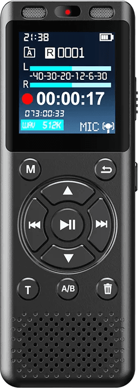 PASARTER Large Screen C-Type Rechargeable Dicta Long Time Recording Voice Audio Recorder Activated with Noise Reduction External TF Card