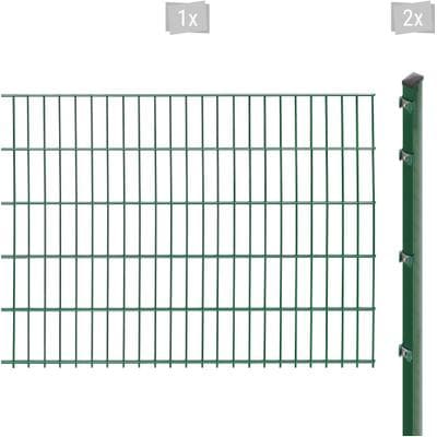 Doppelstabmattenzaun ARVOTEC "EXCLUSIVE 103 zum Einbetonieren", grün (dunkelgrün), H:103cm, Kunststoff, Stahl, Zaunelemente, Zaunhöhe 103 cm, Zaunlänge 2 - 60 m