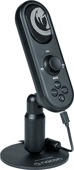 Micrófono - Nacon, Jack de 3.5 mm, Para Streaming y PC, Negro