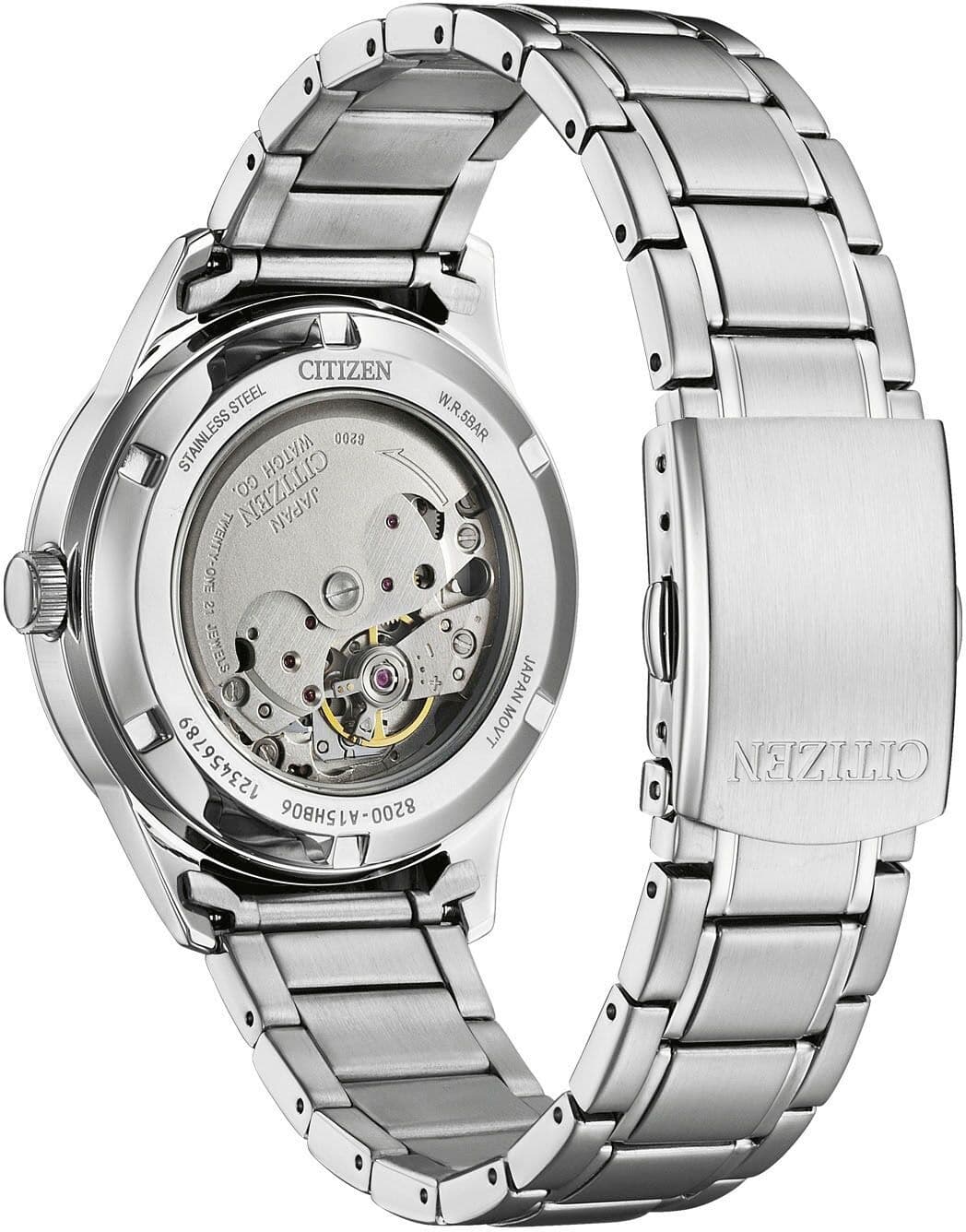 Automatikuhr CITIZEN "NY4058-79XC", silber (silberfarben, dunkelblau), Armbanduhren, Herren, Automatikuhr, Armbanduhr, Herrenuhr, Mechanische Uhr, Edelstahlarmband, analog, Tag