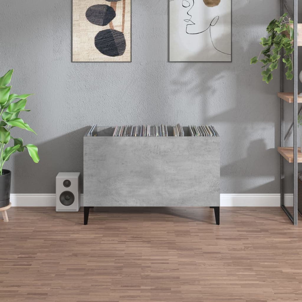 vidaXL Armoire à disques gris béton 74,5x38x48 cm bois d'ingénierie