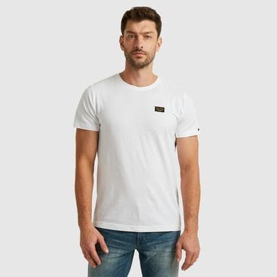 T-Shirt PME LEGEND, Herren, Gr. S (44/46), weiß, Jersey, Obermaterial: 95% Baumwolle, 5% Elasthan, unifarben, normal normal, Rundhals, gerader Abschluss, Shirts T-Shirt, mit Logobadge