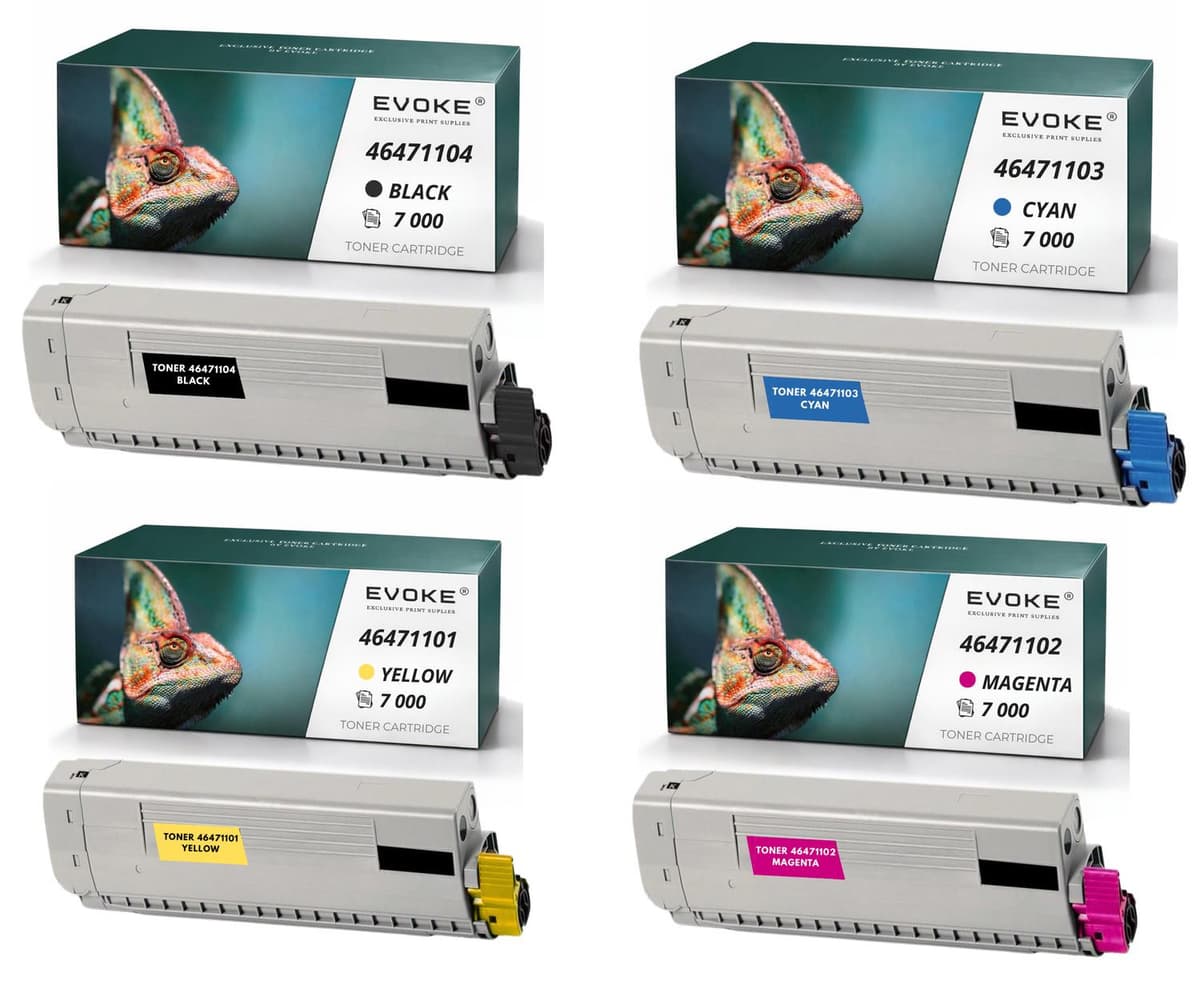 Evoke compatibele toner voor OKI C823dn, C823n, C833dn, C843dn, 4x CMYK (zwart, cyaan, magenta, geel), 28.000 pagina's