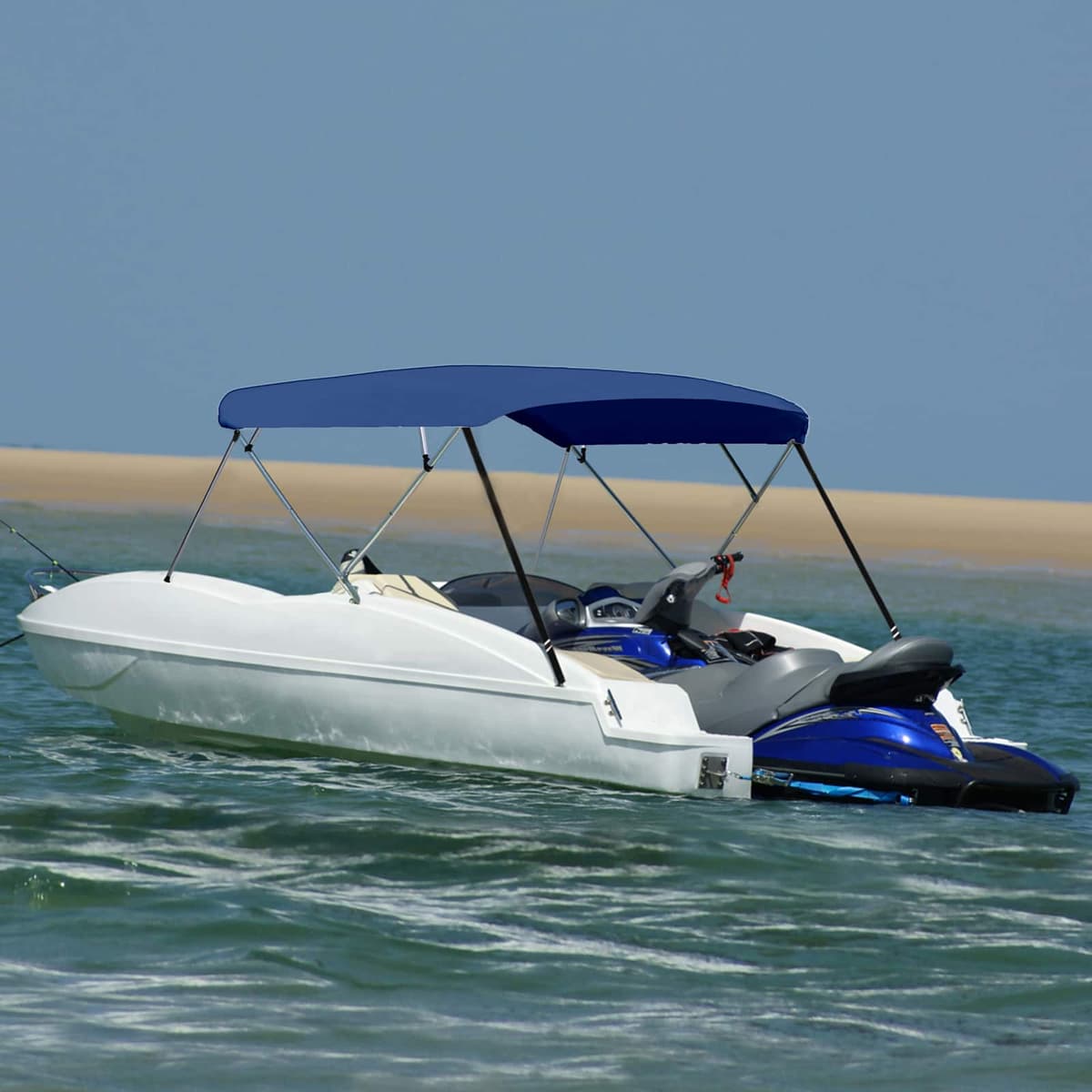 vidaXL Auvent bimini à 4 arceaux Bleu marine 243x(230-244)x137 cm